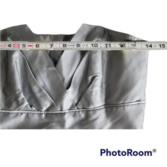 Formal Strapless Silver & Black Ombre Cocktail Silk Prom Dance Evening Dress - Picture 9 of 14